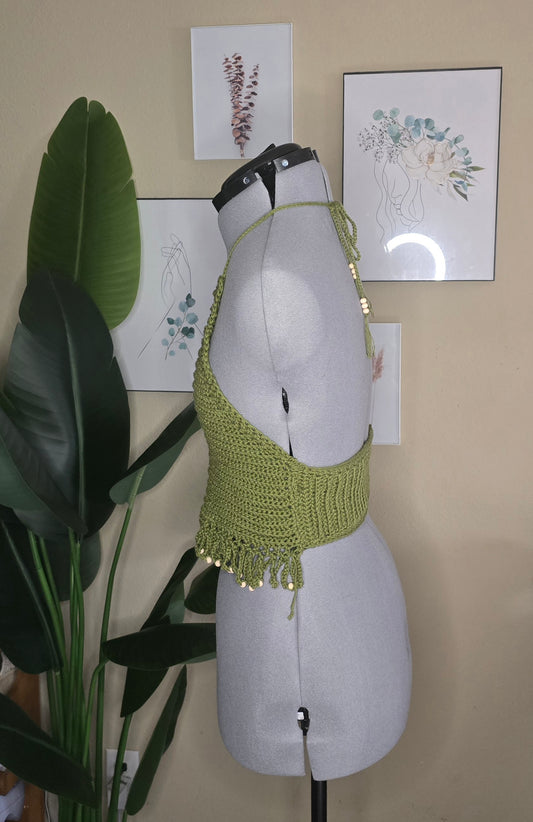 Tassel Halter Top - Size M