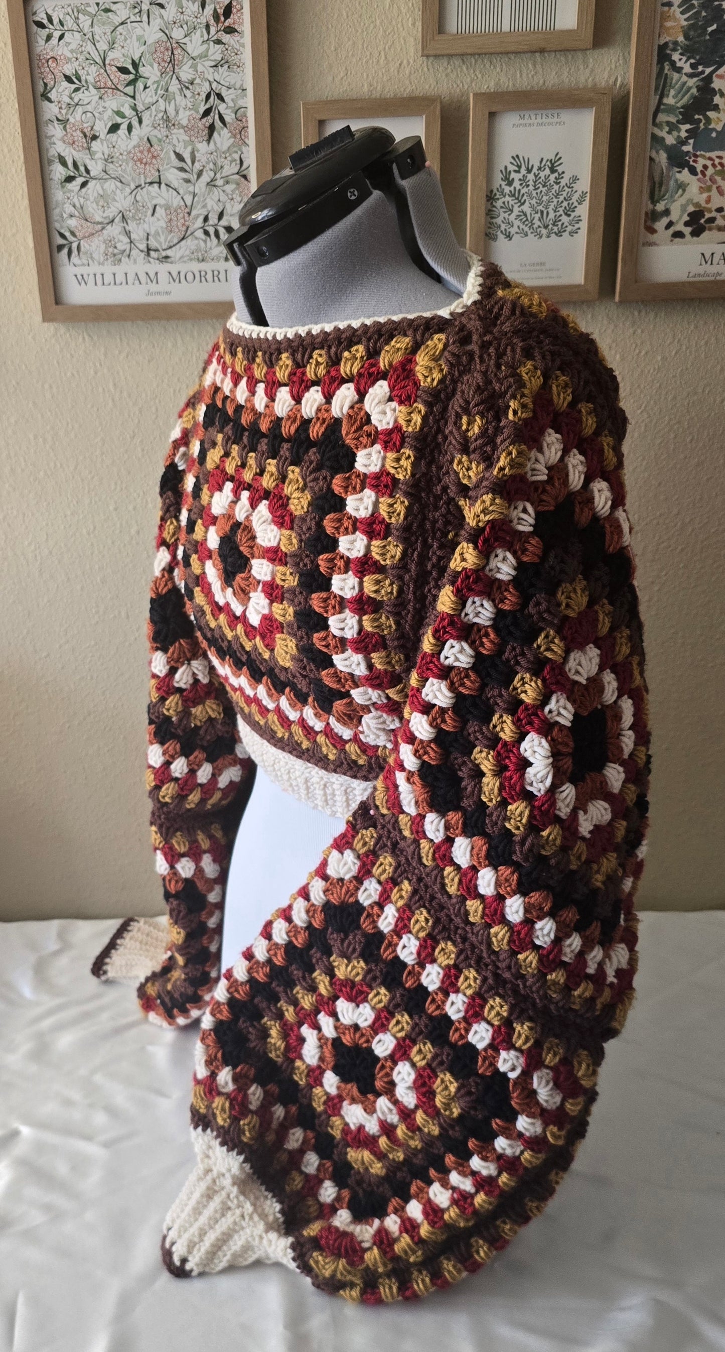Cropped Granny Square Sweater