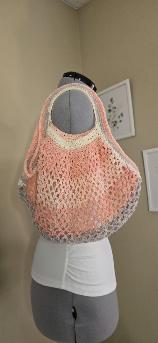 Made to Order Crochet Mesh Market Bag - Small Handle
