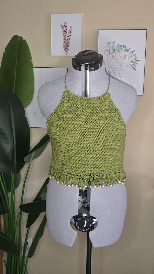 Tassel Halter Top - Size M