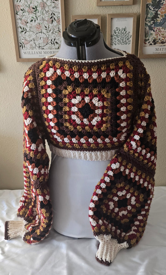 Cropped Granny Square Sweater