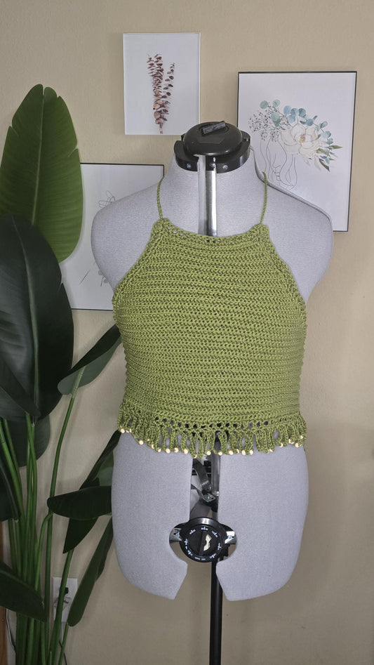 Made to Order Crochet Tassel Halter Top
